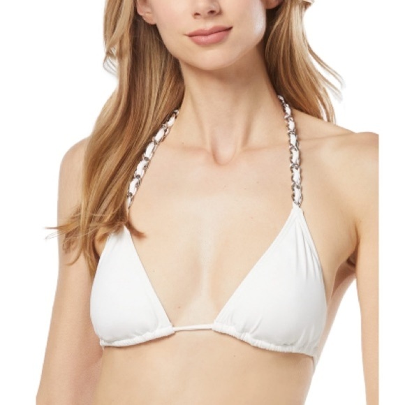 Michael Kors Women's Chain-Trim
String Triangle Bikini Top swimsuit SWhite - Picture 1 of 8